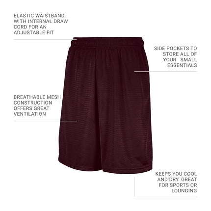 Russell Athletic Men's Mesh Short with Pockets, Maroon, Large