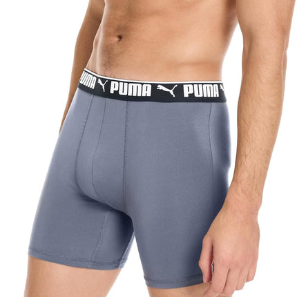 PUMA Men's 4 Pack Active Stretch Boxer Briefs, Black/Grey, L