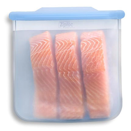 Ziploc Endurables Large Pouch, 8 Cups, Reusable Silicone Bags and Food Storage Meal Prep Containers for Freezer, Oven, and Microwave, Dishwasher Safe