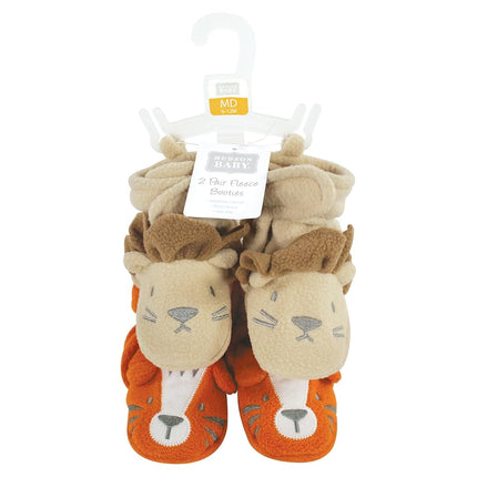 Hudson Baby Chaussons Doux en Polaire Unisexe, Lion Tigre, 2 Tout-petit