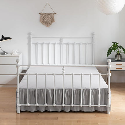 xuan dian Bed Skirt Full Size Ruffled Bed Skirts with Split Corners, 16 Inch Drop Dust Ruffle Bed Skirt with Platform, Light Gray, Full - 16" Drop