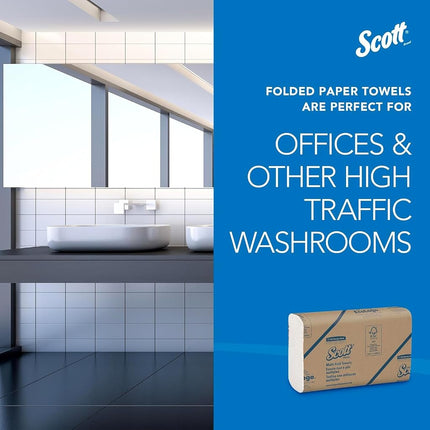 Scott Multifold Hand Towels, Z-Fold White Paper Towels for Bathroom, Soft, Strong, Eco-Friendly, Highly Absorbent, 16 Packs x 250 Z-Fold Paper Sheets (4,000 Sheets Total). Model nr. 1804