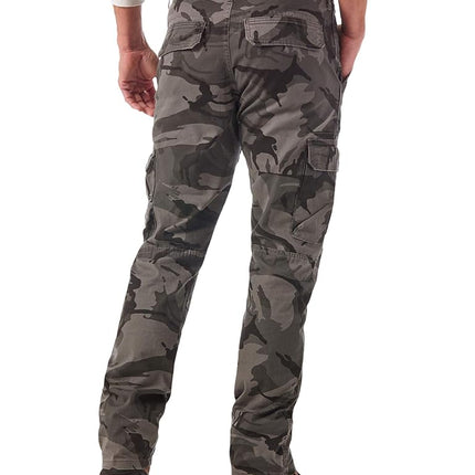 Wrangler Authentics Men's Regular Tapered Cargo Pant, Grey Camo, 29W x 30L