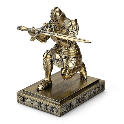 HDMbigmi King's Guard Knight Pen Holder Pen Stand Desk Organizers and Accessories Resin Pencil Holder for Office and Home (Bronze)