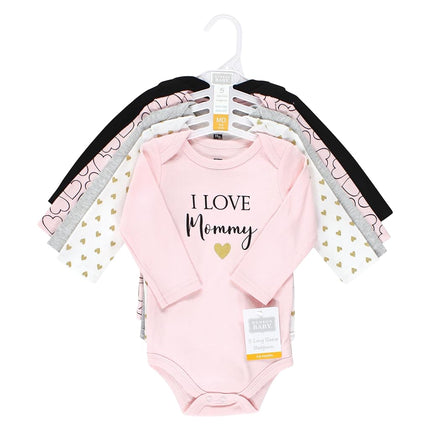 Hudson Baby unisex-baby Cotton Long-sleeve Bodysuits, Girl Mommy, 12-18 Months