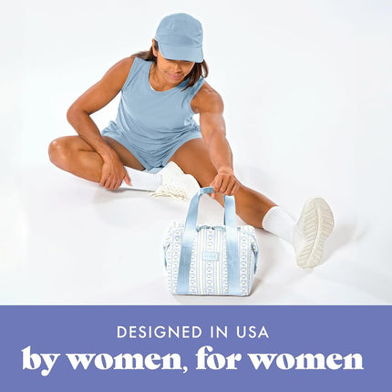 Fit & Fresh Neoprene Lunch Bag For Women, Insulated Womens Lunch Bag For Work, Tear & Stain Resistant Large Lunch Box For Women With Containers and Ice, Machine Washable Remi Bag, Blue Wallpaper Bows