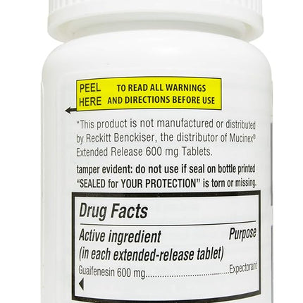 Guardian Mucus ER, 600mg Guaifenesin Extended Release 12 Hour (100 Count Bottle)