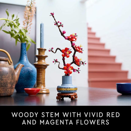 LEGO Icons Plum Blossom Flower Décor, Display, Zero Maintenance Plant Gift for Teens and Adults, Artificial Flower Home Décor, Office Décor, Botanical Collection Building Set, Relaxing Activity, 10369