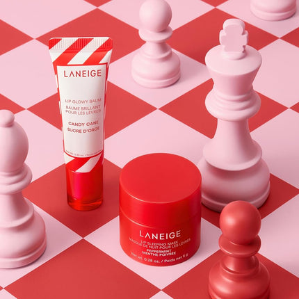 LANEIGE Minty Lip Duo: Peppermint Lip Sleeping Mask and Candy Cane Lip Glowy Balm for Soft, Hydrated Lips