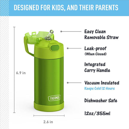 Thermos F4016LM6 Lime Funtainer 12 Ounce Bottle, Stainless Steel, 355 milliliters