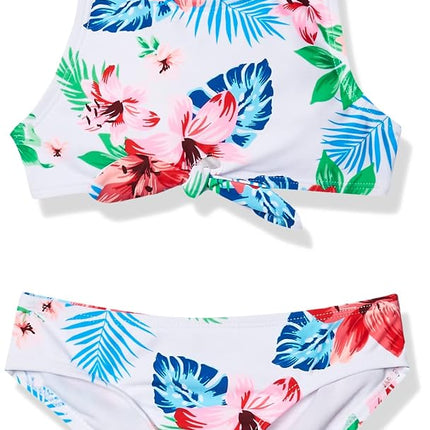 Kanu Surf Girls' Addie UPF 50+ Beach Sport Racer Bikini 2-Piece Swimsuit, Peggy White, 12