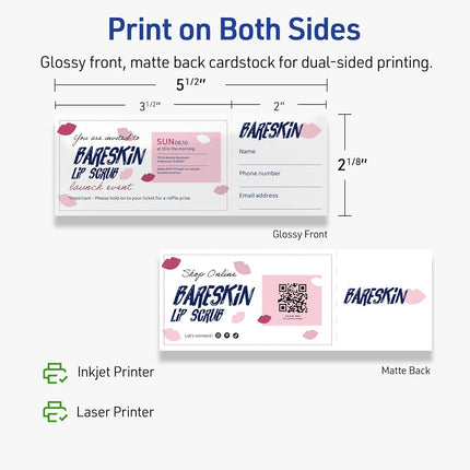 Avery Printable Rectangle Tickets, 2-1/8" x 5-1/2", Glossy White Cardstock, Laser/Inkjet Printable, 400 Total