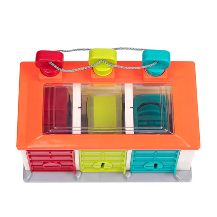 Battat 3-Car Garage, Color Sorting Push-and-Go Playset, Toddler