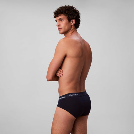 Calvin Klein Men's Hip Briefs Pack of 3 Trunks, 1 X Black, 1 X Blue Shadow, 1 X Cobalt Water, M