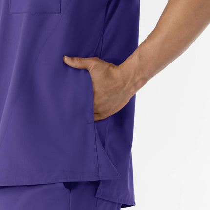 WonderWink Mens Men's V-Neck Scrub Top, Grape, 5X