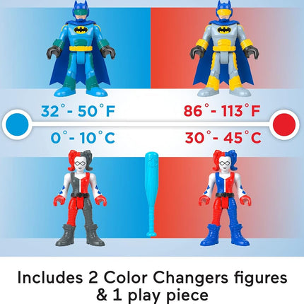 Fisher-Price Imaginext DC Super Friends Batman Toys, Color Changers Figure Set, Batman & Harley Quinn for Preschool Kids Ages 3+ Years