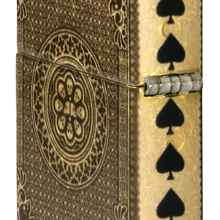Zippo Windproof Lighter - Ace of Spades Design, 540° Tumbled Brass, Lustre/Fusion - Refillable - Reusable - Windproof Design - Gift Box - Made in USA