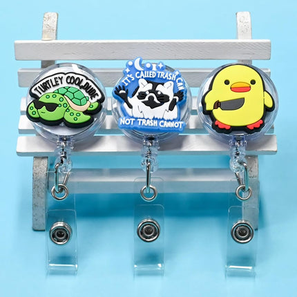 YEALQUE 50 Pack Funny Retractable Badge Reel Holder Fun Humorous PVC ID Badge Reels for Office Worker, Nurse,Teacher,Coworker Gifts | Office Nurse Supplie