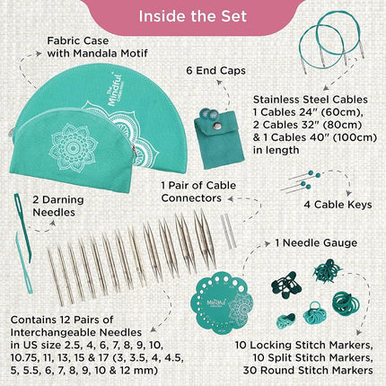 KnitPro The Mindful Collection Gratitude Interchangeable Needles Set 5" (13cm) | 12 Sizes (3mm to 12mm) with Accessories