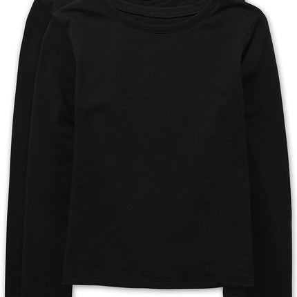 Children's Place The Girls' 2 Pack Long Sleeve Basic Layering T-Shirt 2-Pack, Black 2 Pack, XX-Large