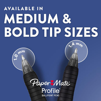 Paper Mate Profile Ballpoint Pens, Bold Point, Black, Box of 36