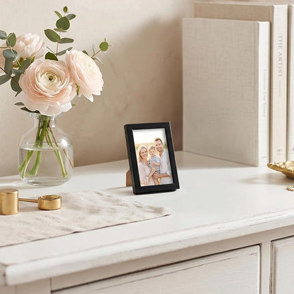 Americanflat 2x3 Picture Frame with Polished Crystal-Clear Glass - Streamline Collection - Thin Border Photo Frame for Tabletop Display - Easel Stand Included - Black
