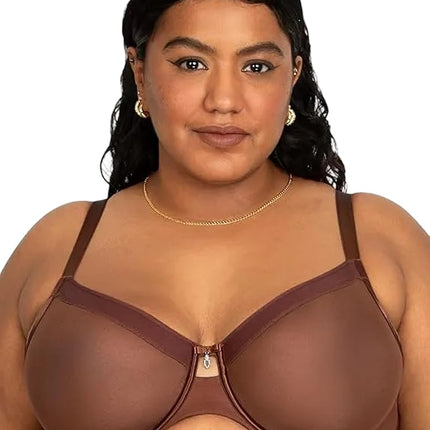 Curvy Couture Women's Sheer Mesh Full Coverage Unl