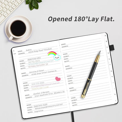 Blugool Small Address Book with Alphabetical Tabs, Hardcover Password Book, Address Organizer Keep Track of Phone Numbers, Special Days, Birthdays, Anniversaries and Notes(4.8″x 5.8″, Black)