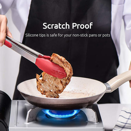 U-Taste 315℃ Heat Resistant Silicone Kitchen Tong 7/9/12in (Scarlet)