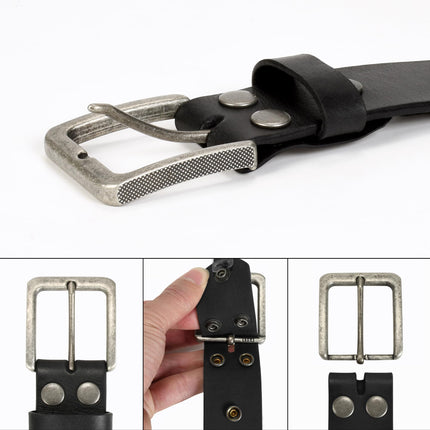 Wrangler Ceinture Homme en Cuir Véritable, Ceinture Décontractée 38mm pour Jean, Cadeau pour Homme, Noir, 32 (tour de taille 29-30)