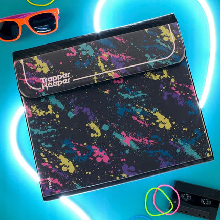 Mead Trapper Keeper Binder, Retro Design, 1 Inch Binder Includes 2 Folders and Extra Pocket, Metal Rings and Spring Clip, Secure Storage, Paint Splatter, School Supplies (260038FO-ECM)