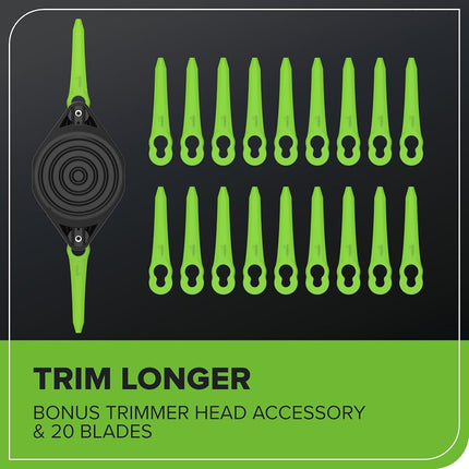Greenworks 24V 13" Brushless Cordless String Trimmer/Edger (Includes 20 Blades), 4.0Ah Battery and Charger Included