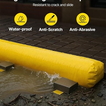Flood Barrier, Flood Bags, Sandbag Alternative, Water Barrier for Flooding with Great Waterproof Effect, Reusable PVC Water Diversion Tubes, Lightweight Flood Barriers for Home, Door, Garage(12FT*6in)