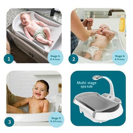 The First Years Rain Shower Baby Spa Baby Bathtub for Newborn to Toddler with Soothing Spray Baby Shower Head