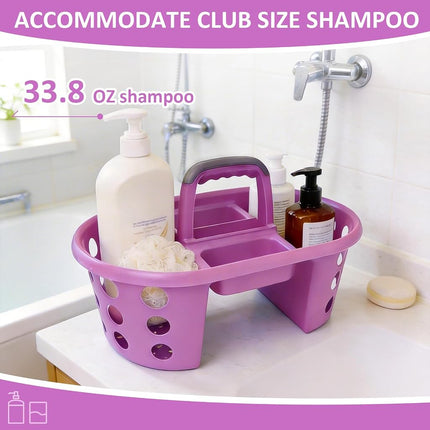 SIMPLYKLEEN Large Shower Caddy Portable 2PC - Made in USA Plastic Jumbo Size Dorm Storage Candy Tote with Handle Shower Organizer for Bathroom, Pantry, Kitchen, College Dorm, Purple