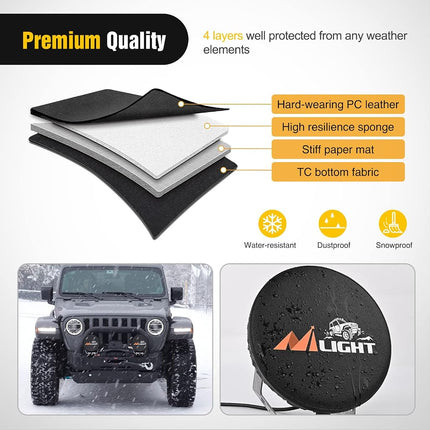 Nilight 9inch Round Offroad Driving Pod Light Cover, 9.25 Inch Diameter Black Leather Protective Cover for Auxiliary Ditch Fog Bumper Headlight on Jeep Truck SUV ATV UTV Tractor