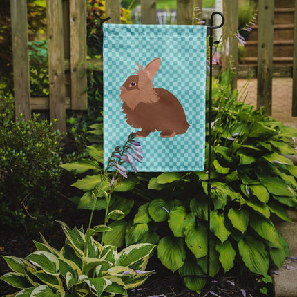 Caroline's Treasures BB8134GF Bandera de jardín a cuadros azul con conejo Lionhead, tamaño, multicolor