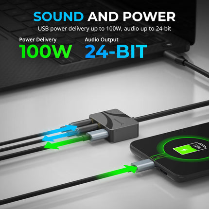 SABRENT Audio Interface USB Sound Card, USB Type-C to 3.5mm Audio Adapter