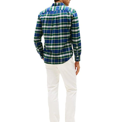Tommy Hilfiger Mens Long Sleeve Oxford Shirts in Regular Fit, Men's Button Down Shirts, Also Available in Big and Tall, Ornamental Green/Check, S