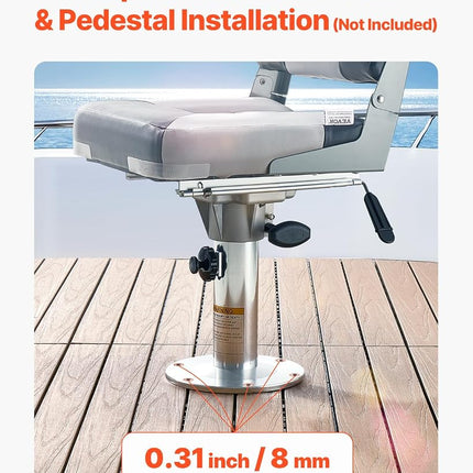 VEVOR Boat Seat Pedestal, Adjustable Height from 13.39 to 19.2 Inches, Aluminum Alloy Boat Chair Base with Slide, 5-inch Sliding Travel, Locking Design, Ideal for Fishing and Boating Enthusiasts
