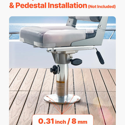 Pedestal para asiento de barco VEVOR, altura ajustable de 13,39 a 19,2 pulgadas, base de silla de barco de aleación de aluminio con deslizador, recorrido deslizante de 5 pulgadas, diseño de bloqueo, ideal para entusiastas de la pesca y la navegación