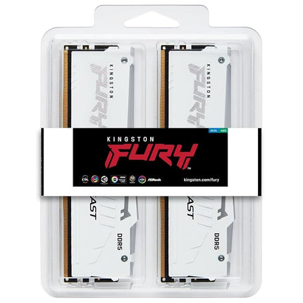 Kingston FURY Beast White RGB 32GB (2x16GB) 5600MT/s DDR5 CL40 DIMM Desktop Gaming Memory Kit of 2 Intel XMP - KF556C40BWAK2-32