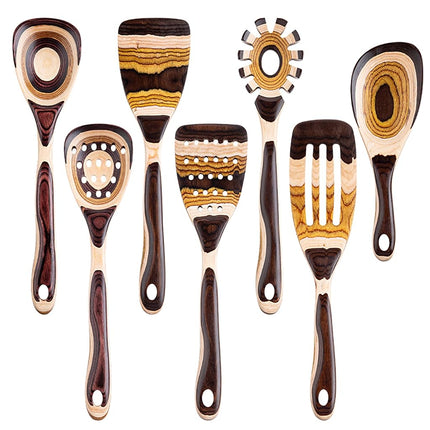 Gudamaye 7-Piece Brown Wooden Cooking Spoon Set – 