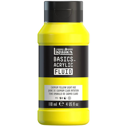 Liquitex BASICS Acrylic Fluid Paint, 118ml (4-oz) Bottle, Cadmium Yellow Light Hue