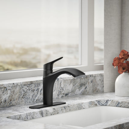 Kohler 30468-BL Rival Single Handle Pull-Out Kitchen, Laundry, Utility Sink Faucet, Matte Black, 1.5 gpm