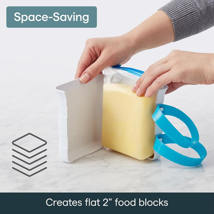 YouCopia FreezeUp Freezer Food Block Maker, Quart 2-Pack