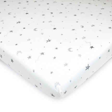American Baby Company 3 Pack Printed 100% Natural Cotton Jersey Knit Fitted Pack N Play Playard Sheet, Grey Star/Zigzag, Soft Breathable, for Boys and Girls