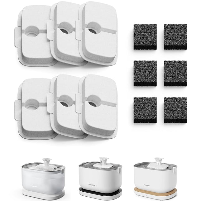 PETLIBRO 6 Packs Replacement Filters for Dockstream Cat Water Fountain PLWF105/PLWF115/PLWF005, 3 Months Set of Replacement Filters for Ultra Quiet Pet Water Fountain