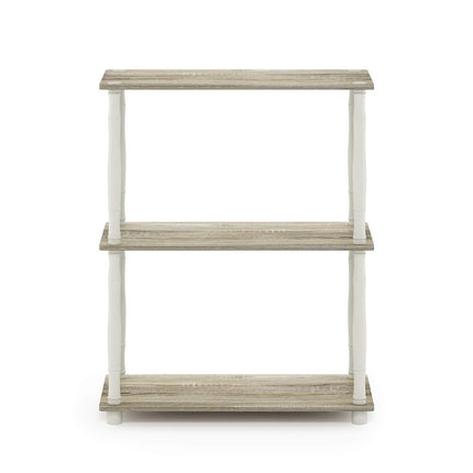 Furinno TURN-N-TUBE Storage Shelves, 3-Tier Book Shelf, Corner Shelf, Toolless Open Shelves, for Organization and Storage, Living Room, Garage, Home Office, Sonoma Oak