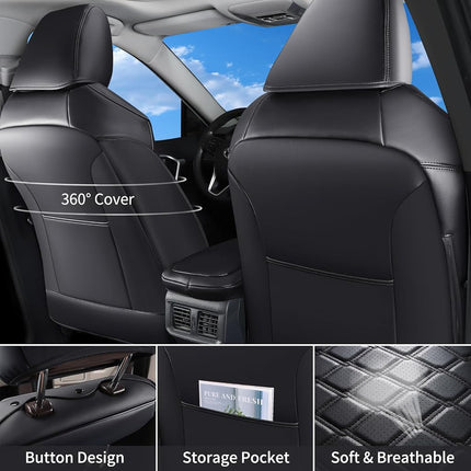 Huidasource Fundas para Asientos de Coche RAV4, Juego Completo a Medida, Cojines Delanteros y Traseros Impermeables para Toyota Rav4 XLE LE XLE Premium Limited 2019-2024 (No para Hybrid/Adventure/TRD Off-Road/Prime, Negro)